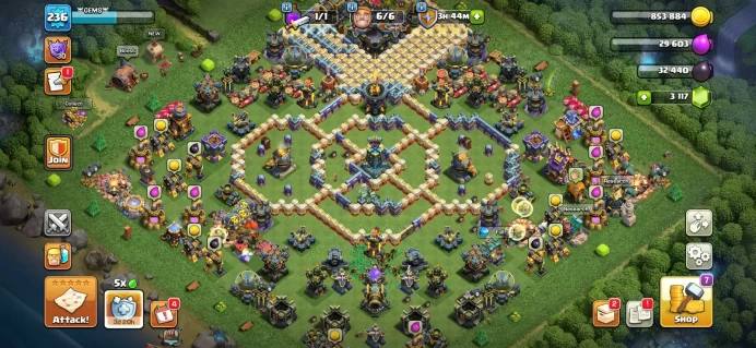 Town hall 17 Xp 236, 10 equipment epic, high level Hero, C6355