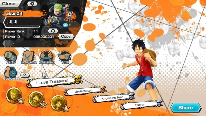 Global|1 EX|Great Pirate Gol D. Roger|325 Crystal|Rank 10|Android Only|Bandai|CheckSS|(OPBR2386)