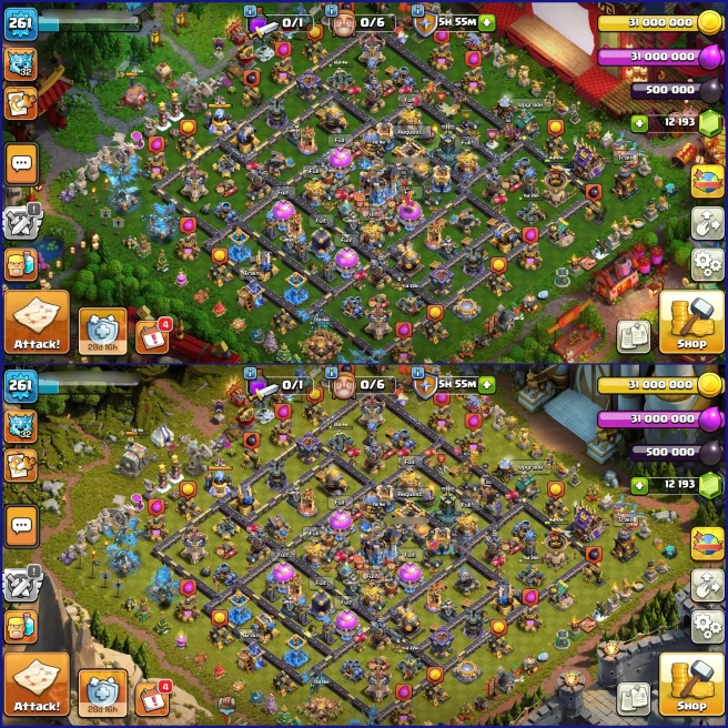 [ Rank 200 Global ] Th18, All 6 Heroes Max { 12 Rare Epic Max } 4 Set Skin, 38k Trophy, 3 Helper Max, 1270 Medal Cwl, Full Items, 275 Wall Max !