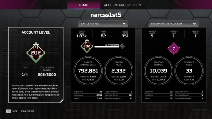 Apex Ea Account | Horizon Heirloom / Gravity Maw | 101 Legendries | Level 202