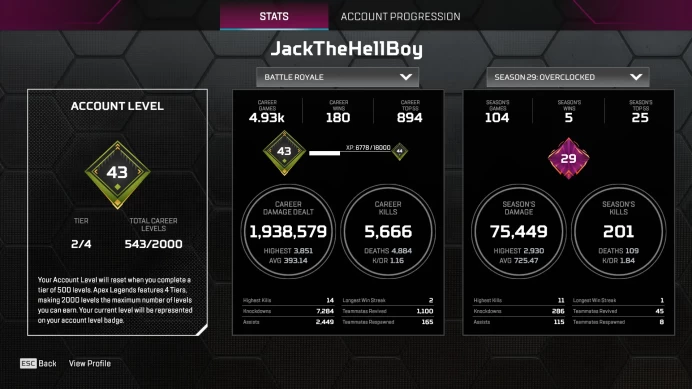 Apex Ea Account | Valkyrie Heirloom / Suzaku | Octane Heirloom / Butterfly Knife | Crypto Heirloom / Biwon Blade | 221 Legendries | Level 543