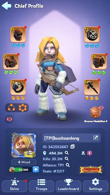 WOS208-State 2484 & 2777 | VIP 8 | 300M Power(Peak) & 223M(Peak) | T10 Troop |FC 8 | 18M6 Squad | 1 City, 2 March, 4 Avatar Skins | 20 SSR Her