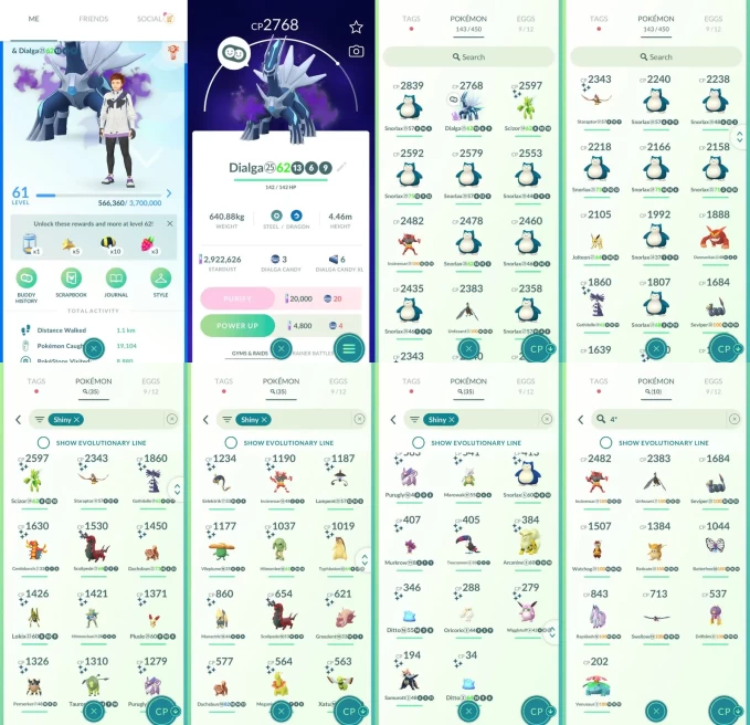 ACm1509 -lv 61 Mystic | x19 2000CP | x1 Legendary | x35 shiny | x10 100IV | Shadow Dialga | shiny Ditto Gothitelle Hitmonchan Typhlosion Inciner