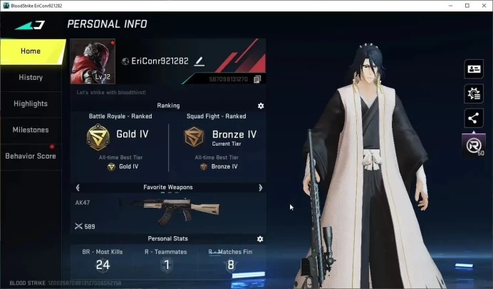 ASIA|Collab Bleach [Byakuya]|1 ULTRA [Ethan]|2 Legendary [M4A1,AUG]|NetEase|Check SS|(BLS4782)