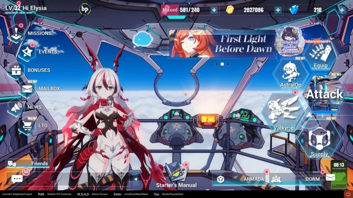 SEA Lv32|1 Fullset|Coralie Behold FDD 4/4,Kiana Kaslana HotV 1/4,Selee Vollerei SP 1/4,Etc|1 AOps|1 ELFs|Take Mail(HI901)