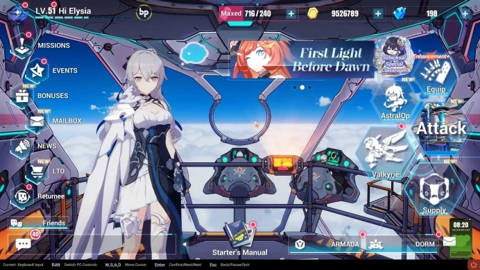 SEA Lv51|1 Fullset|Bronya Zaychik Silverwing N-EX 4/4,Kiana Kaslana HotV 1/4,Griseo SI,Durandal VG,Etc|1 AOps|Take Mail(HI902)