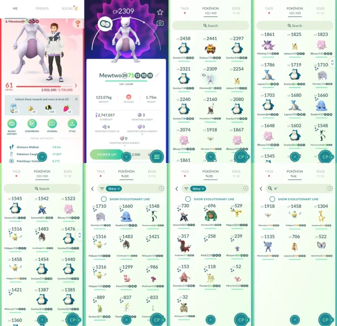 ACm1517 -lv 61 Valor | x10 2000CP | x1 Legendary | x22 shiny | x6 100IV | Mewtwo | Shiny Meowscarada kecleon Samurott | 4* Machamp