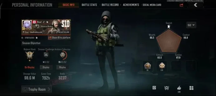MOBILE|Lv30|SV 98.6M|CV 90M|1 Secret Document,1 Utopia|Fearless USAS-12,Claw AKM|Splash AR-57|CN ON|Infinite|Check SS(AB3322)