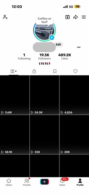 France Monetized Creator Rewards Program Account | 19.3k Real Followers & 489.2k Likes | Real screenshots + Full Access