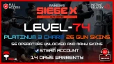 Level 74 ELITE Edition Steam (7K Renown) (8 pack) (56 Operators) 26 Gun Skins Hand Levelled Ranked Ready #velmapearson