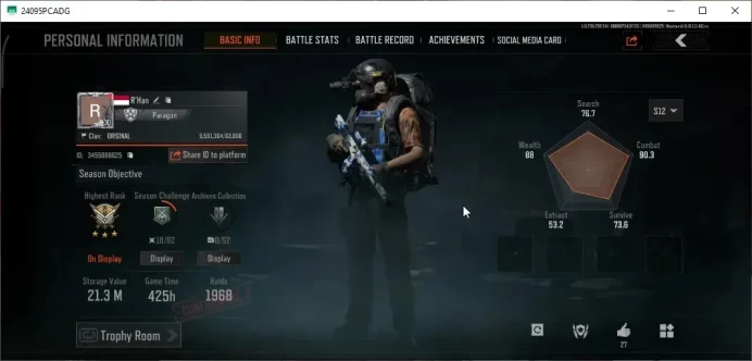 MOBILE|Lv30|SV 21M|CV 10M|Battle Machete|Koi LR-AR2,Squire VSS|Max Velocity M4A1,KP MDR,Koi MCX|CN OFF|Infinite|Check SS|AB3333