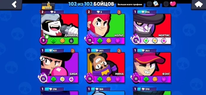 BS935//Trophies 74763 Brawlers 102 Primes 35 In stock 1 pcs. Skins 32k Gems 102/102 Brawlers 26-11 Power 5 BP+ 312 Skins El Sponge / Hades Morti