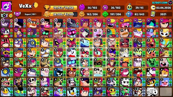 BS935//Trophies 74763 Brawlers 102 Primes 35 In stock 1 pcs. Skins 32k Gems 102/102 Brawlers 26-11 Power 5 BP+ 312 Skins El Sponge / Hades Morti