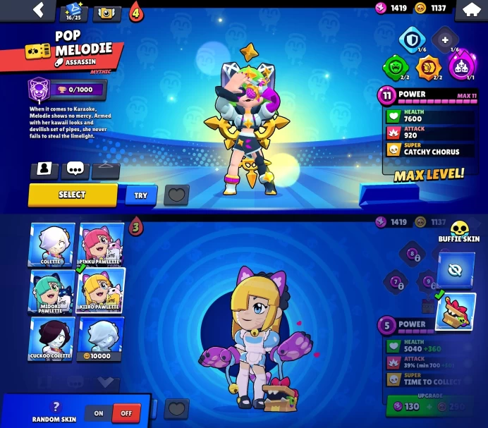 BS940//58.5K Trophies 102/102 Brawlers 240 SKINS 24 11-level C HYPER