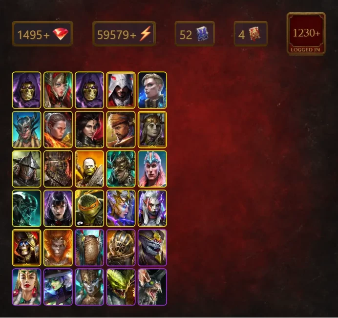 [STARTER]Armanz+Arbiter+Skeletor+Skeletor+Ezio+Supreme Athel+Scyl+Ronda+Adelyn+Shemnath+Rathalos+Goffred+Artak+Leminisi+59Epics