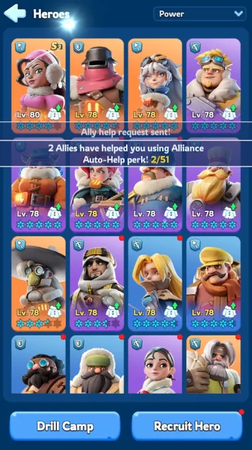 WOS210 | State 4044  | VIP 6 | 100M Power(Peak) & 53M(Peak)  | T10 Troop |FC 2 | 6M6 Squad |2 March, 4 Avatar  Skins | 8 SSR Heroes ( 1 Full Sta