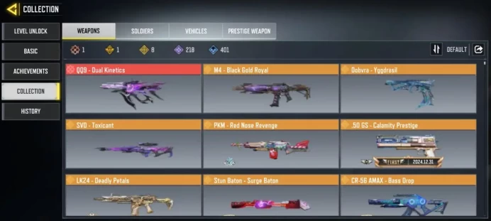 LEVEL 356 { INSTANT DELIVERY } { 1 Gun Mythic } { 8 Gun legendary } { 1 Character Legend } { 218 Gun epics } { 91 Skins } { 56 Dance }