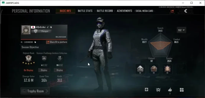 MOBILE|Lv30 Legend|SV 12.6M|CV 10.6M|Battle Machete|QS AKS-74U,Peak AEK,SS T03,GM AK-12,etc|CN Off|Infinite|Check SS|(AB3347)