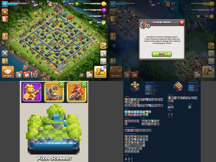 ■TH:14 (62%) (GemValue:$8410) ■Heroes: K71 Q78 P51 W53 C27 ■Skins:4 ■SW:2263 ■BH:8 ■Full Access ■Instant Delivery ■A6530 _______________________