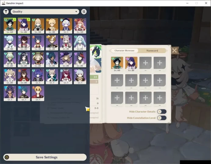 ASIA|AR 34|2 Limited + 2 (*5Standard)|Raiden Shogun,Venti|Jean,Qiqi|Low Explore Map|Mc Male|Take Mail|(GI6815)