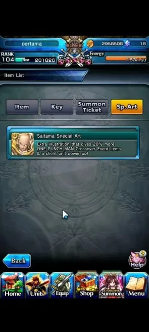 Global|1 Sp Art|Rank 104|21 Ascend+7 TW|(Chloe,DL Rimuru,Sagara,Konpaku,Fern,Diablo,Narberal)+TW|Lpot 310+47 RGB|CheckSS(GS2654)
