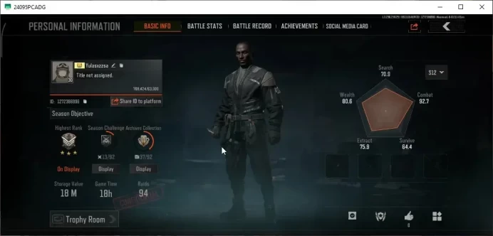 MOBILE|Lv30|SV 18M|CV 10.9M|P AKM,QS AKS-74U,WP AR-57,GM AK-12,Forest MP5,DA Vector 9,P M110,etc|Cn On|Infinite|AB3357