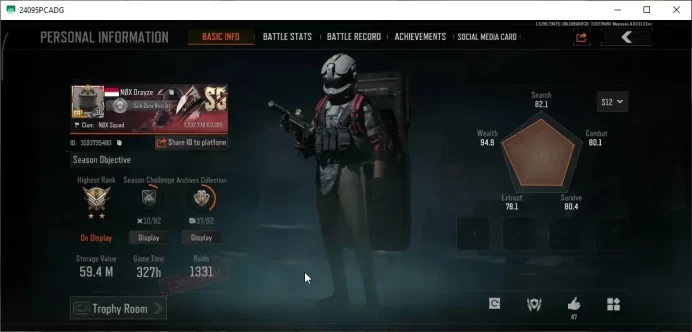 MOBILE|Lv30|SV 59.4M|CV 18.7M|Battle Machete|Symphony AUG&AR57,Decree LR-AR1&VSS,Koi LR-AR2,SS AX50|CnOff|Infinite|AB3355