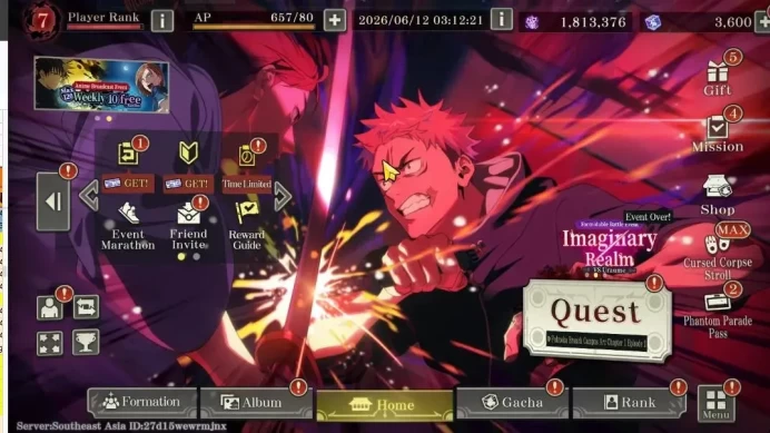 SEA |PR 7|3,6K Cube|10 SSR 1 Limited [AEL Yuji,Strongest Gojo,ID Fushiguro,BBR Kamo,Etc]|12 SSR Memo|Bilibili|JJK795
