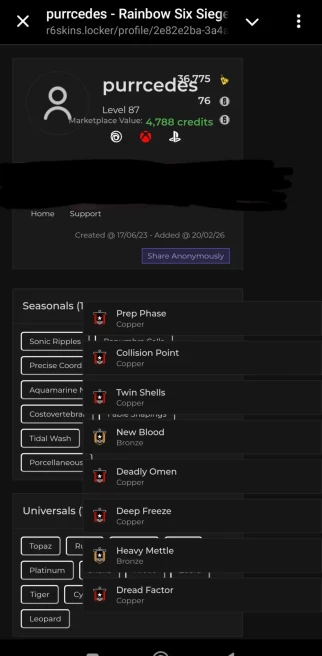 PC - Level 87 - +12 Seasonal - 12 Universal - 6 Black Lces - 8 Ranked Charms - 9 Elite -1761
