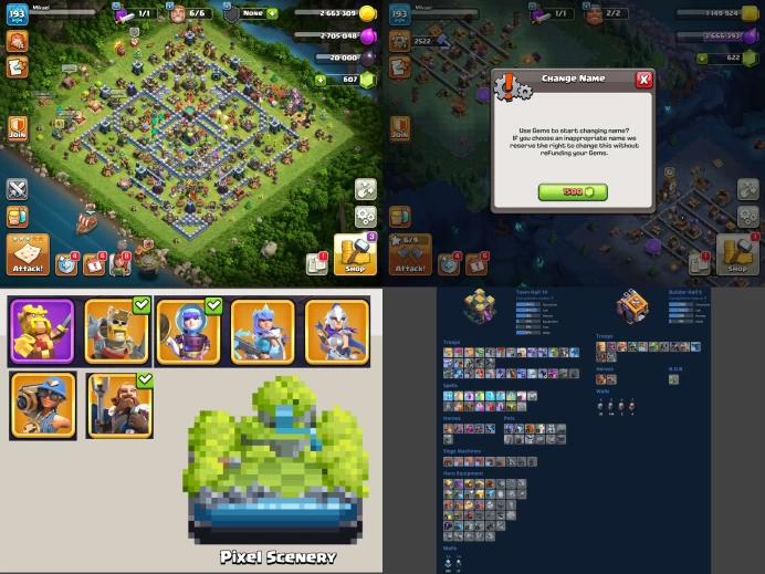 ■TH:14 (60%) ■Heroes: K68 Q72 P50 W53 C15 ■Skins:8 ■BH:9 ■Full Access ■Instant Delivery ■A6642