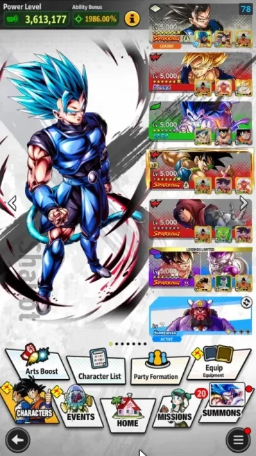 361M Total Power|LV 156|1LR+4UL+10LL|Broly:Fury,SSG Gogeta,SS Goku(Red),Omega Shenron,Vegeta,Goku & FFFrieza|Android|DBL1075