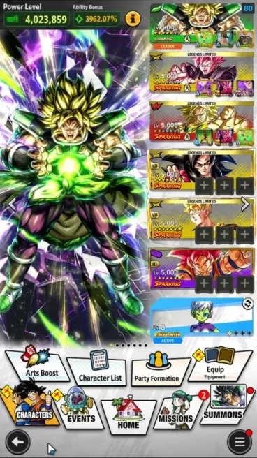 69M Total Power|LV156|4LR+4UL+26LL|Broly Fury,Super Vegito,Bardock,SSR Goku Black,SSG Goku,SS Goku(Red)|9k CC|Android|DBL1080