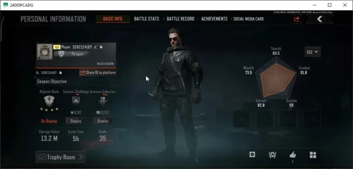MOBILE|Lv30|SV 13,2M|CV 10,5M|Wire Set|WP AR-57,GM AK-12,Forest MP5,Abomi Vector 9,Rebel Glasses|CN ON|Infinite|CheckSS(AB3366)