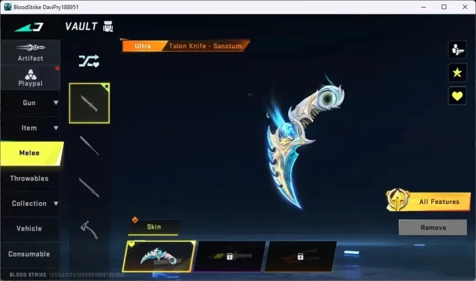 ASIA | 1 ULTRA MELEE: Talon Knife - Sanctum | 1 LEGENDARY GUN | L4 Bronze IV|More Check SS BS1355B