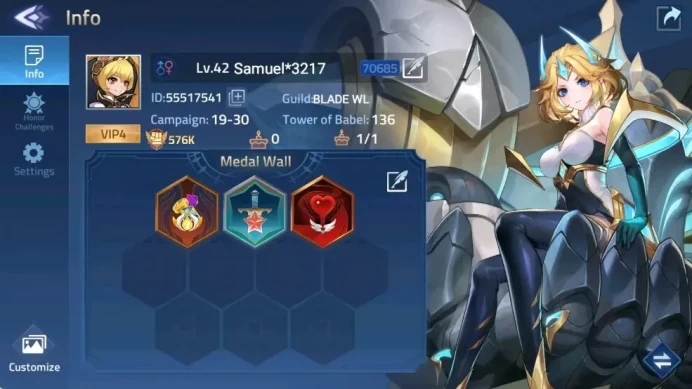 Global | LV 42 | 576K Power | Camp 19-30 | VIP 4 | HERO 56 | 29 SSR[Bai,Mecha Layla,Nimbus Eudora,Etc.]| Detail Check SS MLA043B
