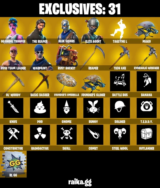 [ALL PLATFORMS] 62 SKINS | OG GHOUL TROOPER PINK STYLE | TAKE THE L | THE REAPER | BLUE SQUIRE | ELITE AGENT | DARK VOYAGER | RAVEN | CALAMITY