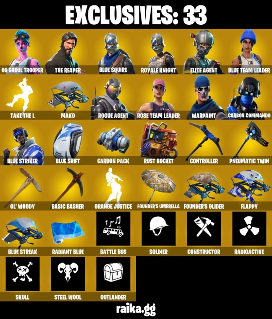 [PC/XBOX/NTD] 65 SKINS | OG GHOUL TROOPER PINK STYLE | THE REAPER | BLUE SQUIRE | ROYALE KNIGHT | ELITE AGENT | BLUE TEAM LEADER | TAKE THE L