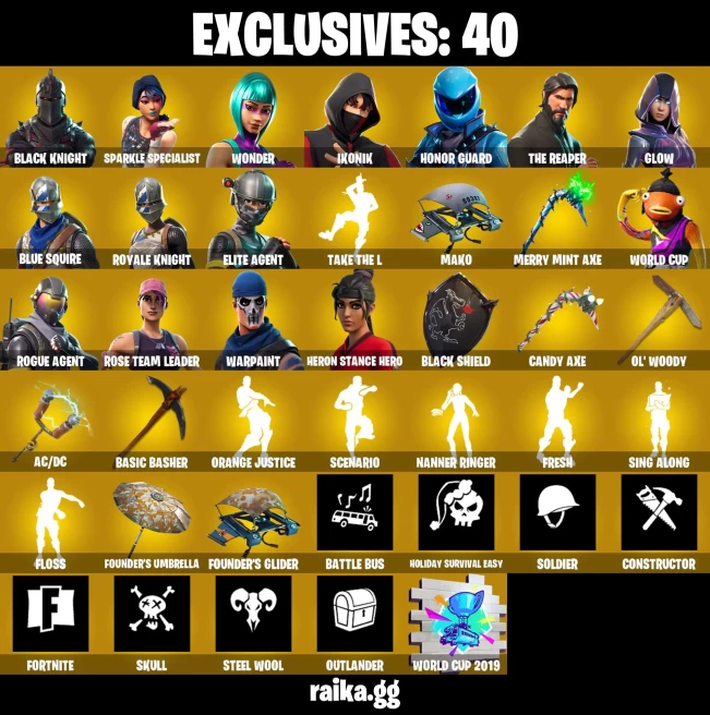 [ALL PLATFORMS] 128 SKINS | WONDER | IKONIK | BLACK KNIGHT | SPARKLE SPECIALIST | MERRY MINT AXE | HONOR GUARD | SCENARIO | GLOW | BLUE SQUIRE