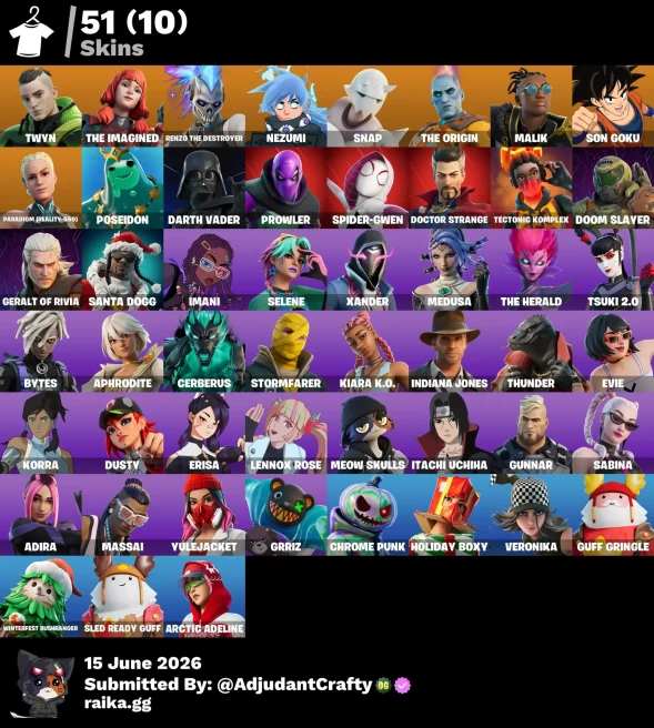 [Code A372] [PC/PSN/Xbox] 51 skins | Twyn | The Imagined | Renzo the Destroyer | Nezumi | Snap | The Origin | Malik | Son Goku