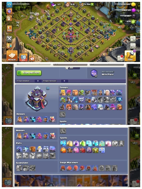 M238【Rare Clash Of Dragons Legendary Scenery】Th 14 Full Max Th 15 New◆23 Skin & Champion Hero Set◆16 Epic Max◆BH 10 Near Max