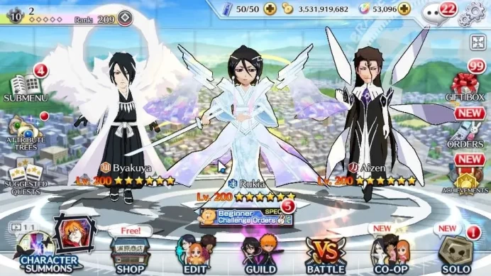 [GLOBAL]53K Orbs|Rukia 10th Anniv,TYBW26[Yukio,Riruka],Renewed[Ichigo,Byakuya,Aizen],Jushiro TYBW25,Masaki,Etc|Klab ID(BBS2725)