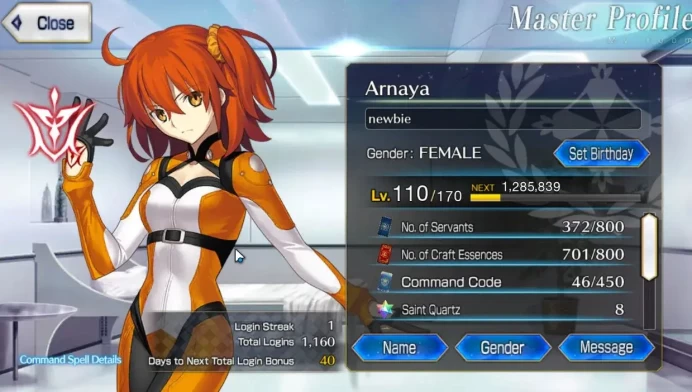 NA Lv 110|13 Limited SSR(Tiamat,Koyanskaya,Jeanne Archer,Merlin,Etc)|Unset Birthday|Log Code|Check SS(FGO727)
