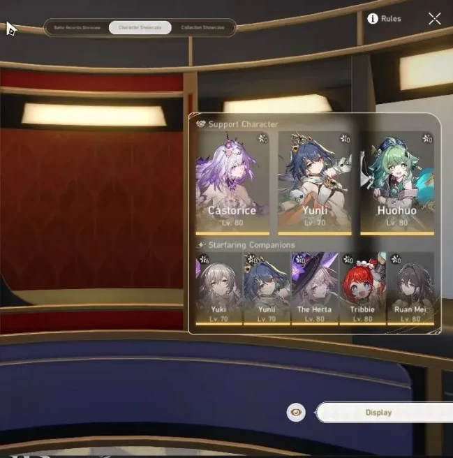 Asia|TL 66|8 Limited|Castorice+Sign,Sunday,The Herta,Tribbie,Yunli,Ruan Mei,Archer|Female MC|Take Mail|Check SS(HSR7578)