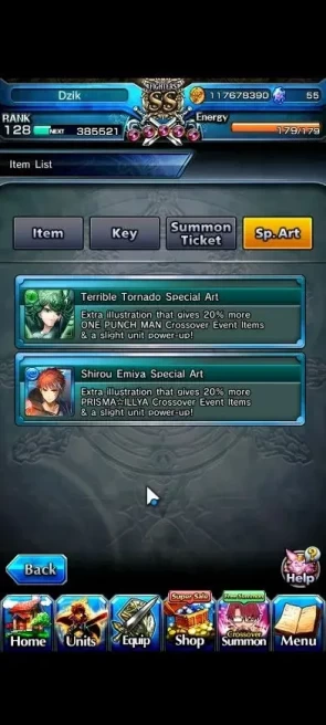 Global|2 Sp Art|Rank 128|28 Ascend+18 TW|(Houka luck 120,2x S Miyu,Emiya,Chloe,Alter)+TW,Etc|Lpot 577+52 RGB|Check SS(GS2689)