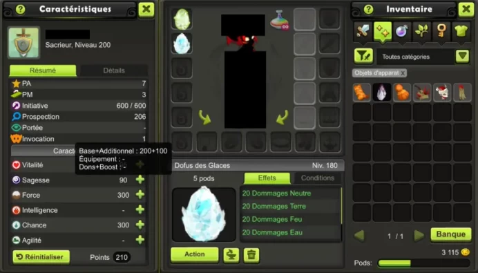 SACRI 200/ZOBAL 199 (DOFUS DES GLACES) TILIWAN !! Jamais Certifie, 100% Safe.
