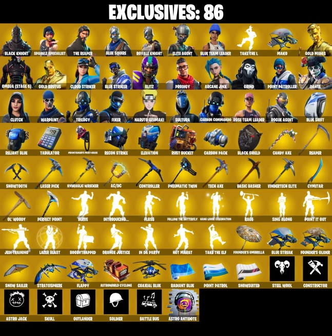 Full Acces | 360 skins | OG STW | Renegade Raider | Black Knight | Sparkle Specialist | The Reaper | Blue Squire | Royale Knight | Elite Agent