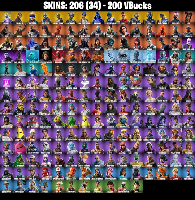 Full Access | 206 skins | Galaxy | The Reaper | Neo Versa | Blue Squire | Royale Knight | Elite Agent | Blue Team Leader | Freediver | Point