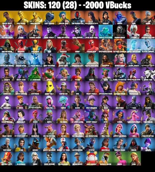 Full Access | 120 skins | Travis Scott | Gold Midas | Gold Brutus | Tart Tycoon | Arcane Jinx | The Foundation | Gear Specialist Maya | Sorana