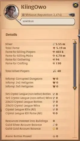 ASIA | 5,19M Total Fame - 5,5M Silver | T8 Lvl 100 Bear Paws & BattleAxe Build |Take Gmail|Check SS|(AO858)