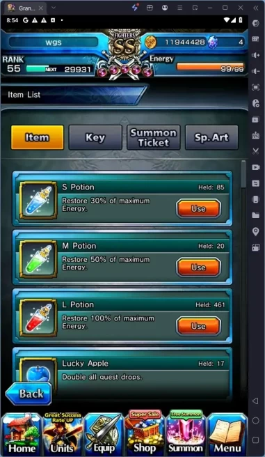 Global | Rank 55 |Houka Inumuta Lv120 TW, Illya Lv90 TW, Combat Form Millim Lv120 TW | Detail Check SS GS339B